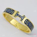 Copy Hermes Clic-Clac HH Bangle Printed Enamel Gold Metal